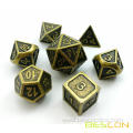 Ancient Brass Solid Metal Polyhedral D&D Dice Set